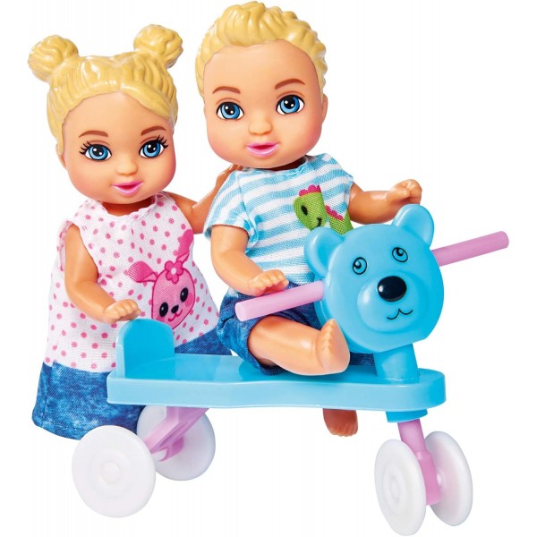 Simba 105736350 아기 3명, 침대, 유모차, 높은 의자, 유아용 시트 및 많은 액세서리가 있는 스테피 러브 베이비 월드 인형, 29cm, 3세부터