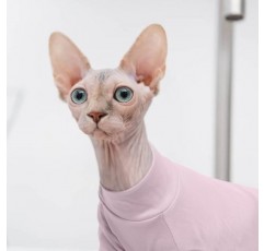 Hjumarayan Sphynx 고양이 옷 여름 털이 없는 고양이 옷, 면 고양이 의상, 통기성 고양이 옷 고양이 잠옷 Sphynx, Cornish Rex, Devon Rex, Peterbalg(Pink,XS) XS(2-3lbs) 핑크