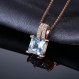 JewelryPalace 프린세스 컷 1.2ct 천연 블루 토파즈 목걸이 펜던트 45 cm 주얼리 세트 여성용 925 실버 목걸이 여성용 스퀘어 보석 걸스, 스톤이 있는 체인 여성용 로즈 골드 