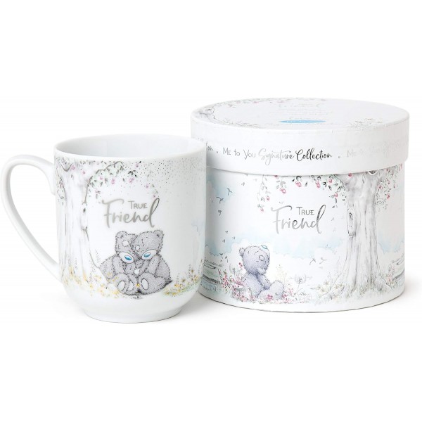 Me to You AGM01045 Me to You True Friend Gift Boxed Tatty Teddy Mug, Ceramic & UK Greetings Friend Birthday Card - 그녀를 위한 생일 카드 - Pretty Gold Heart Design, 529393-0-1 + 생일 카드