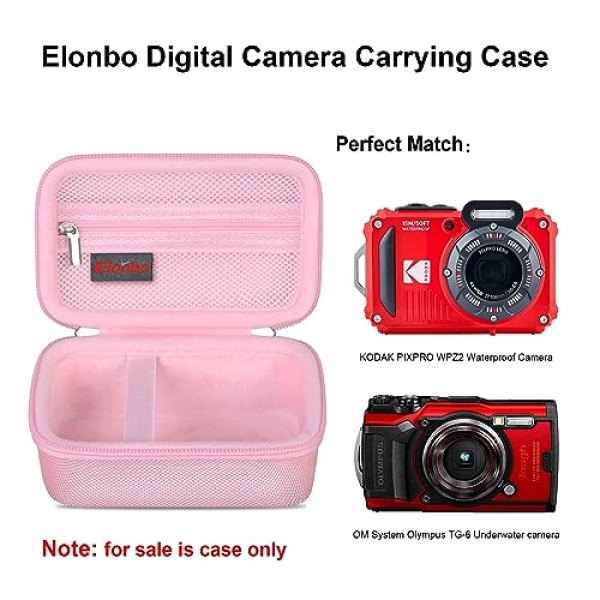 KODAK PIXPRO WPZ2 견고한 방수 디지털 카메라용 휴대용 케이스, 충격 방지 WiFi 4K 비디오 디지털 카메라 보관 커버 가방, 배터리 충전기 메모리 카드에 맞는 메쉬 포켓. 분
