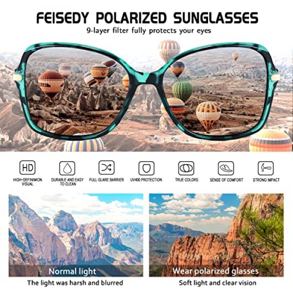 Feisedy 빈티지 트렌디 스퀘어 편광 선글라스 cateye 여성용 우아한 타원형 선글라스 여성용 남성용 b2760