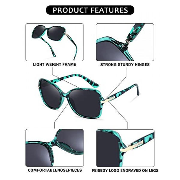 Feisedy 빈티지 트렌디 스퀘어 편광 선글라스 cateye 여성용 우아한 타원형 선글라스 여성용 남성용 b2760