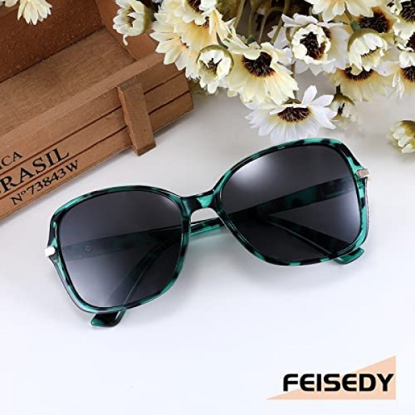 Feisedy 빈티지 트렌디 스퀘어 편광 선글라스 cateye 여성용 우아한 타원형 선글라스 여성용 남성용 b2760