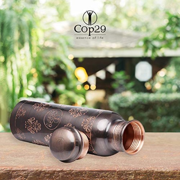 Cop29 핸드 인그레이빙 프리미엄 디자인 퓨어 구리 미라 앤티크 물병: 조인트 프리 & 누수 방지, 900ml/30oz