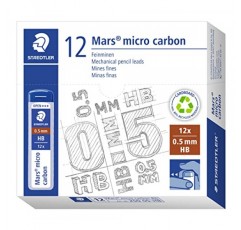 Staedtler Micro Mars 카본 샤프 펜슬 심, 0.5mm, HB, 60mm x 12(250 05 HB)