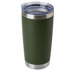 DOMICARE 20oz 스테인리스 스틸 텀블러 벌크(뚜껑 포함), 이중벽 진공 단열 여행용 머그, 분말 코팅 커피 컵, 육군 녹색, 1팩