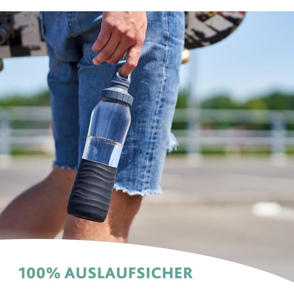 Emsa N31002 Drink2Go 유리 마시는 병 | 용량: 0.7리터 | 스크류 캡 | 아쿠아 블루