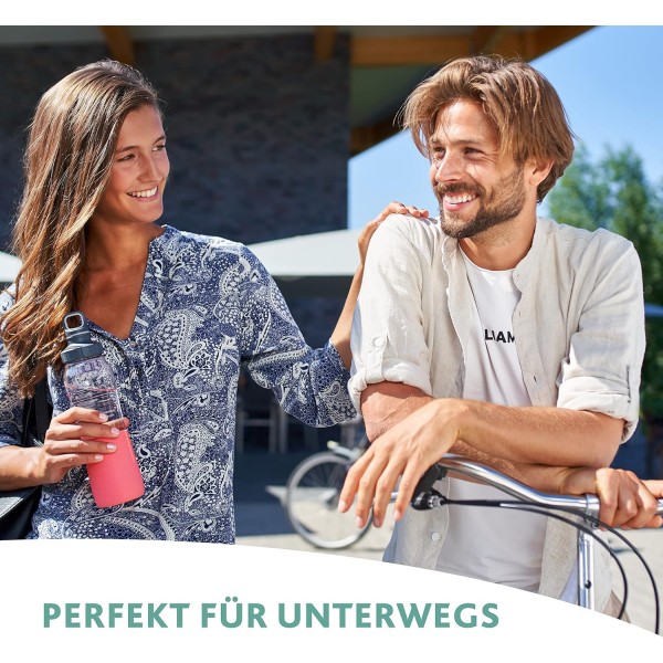 Emsa N31002 Drink2Go 유리 마시는 병 | 용량: 0.7리터 | 스크류 캡 | 아쿠아 블루