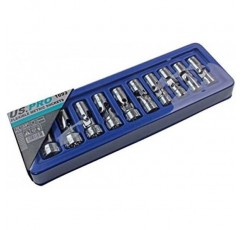 US Pro 10 Pc 12 Point 3/8 Dr Flexible Universal Joint Socket Set 10mm -19mm UJ Flexi B1693