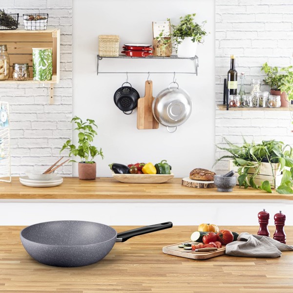 Tefal Natural On Induction G2801902 Wokpfanne, antihaftbeschichtet, 28 cm, Gris Lavinia