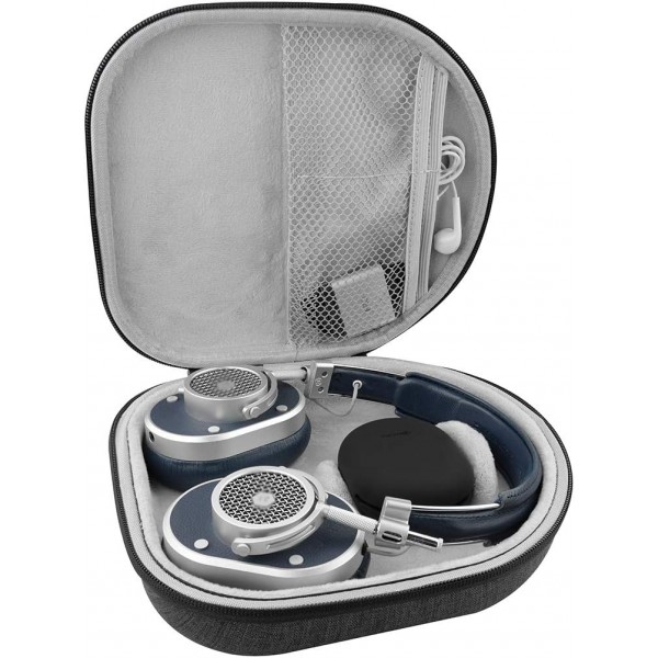 마스터 및 다이나믹과 호환되는 GEEKRIA 쉴드 헤드폰 케이스 MW75 MH40 MW65 MW60 MW50+ MG20 무선 케이스 교체용 하드 쉘 케이블 보관용 휴대용 케이스(다크 그레이)