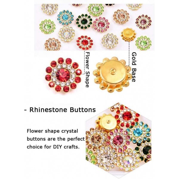 Primst 200pcs 라인 석 단추 라인 석 꽃 바느질 단추 DIY 의류 신발 가방 귀걸이에 대 한 소켓 14MM와 꽃 모양 라인 석 공예