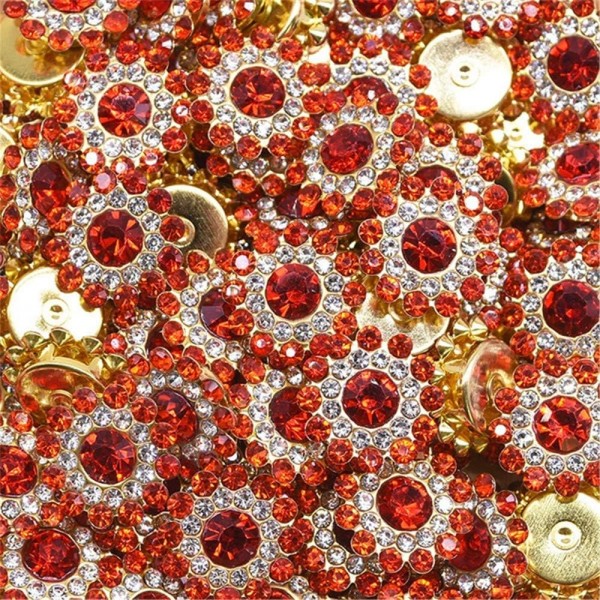 Primst 200pcs 라인 석 단추 라인 석 꽃 바느질 단추 DIY 의류 신발 가방 귀걸이에 대 한 소켓 14MM와 꽃 모양 라인 석 공예