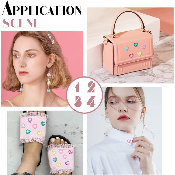 Dicosmetic 60pcs 6 색 바느질 라인 석 심장 크리스탈 라인 석 심장 모양 DIY 쥬얼리에 대 한 골드 도금 클로와 보석 라인 석을 바느질 Comstumes 가방 신발 공예 Heart-6 Colors-60pcs