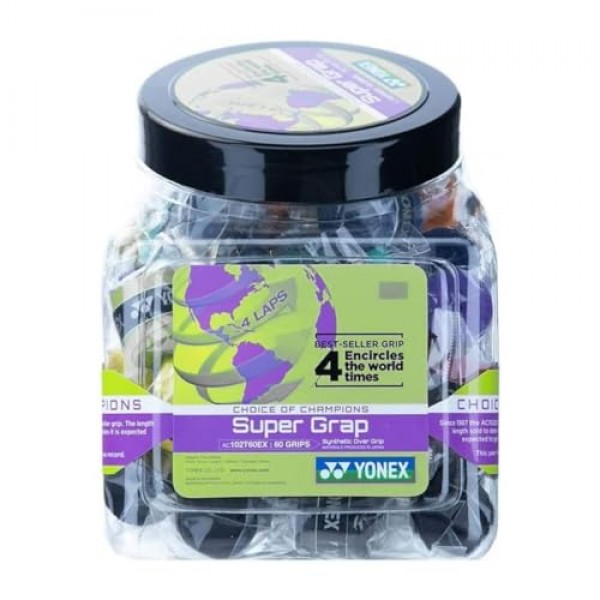 YONEX 슈퍼 GRAP 테니스 오버그립 60피스 버킷, 다양한 색상
