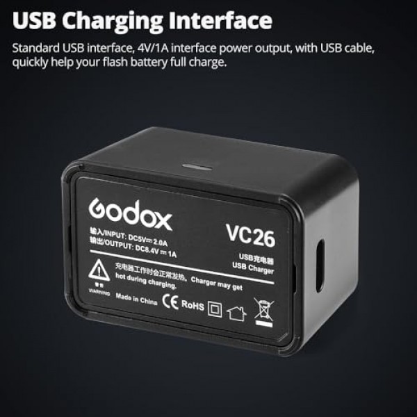GODOX V1 배터리 VB26 VB26A 리튬 이온 배터리 V1S V1N V1C V1F V1O V1 플래시 및 V860III V860III-S V860III-C V860III-N V860III-O V860III-F V850III AD100PRO