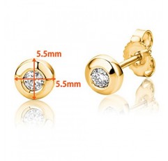 Orovi Jewelry 여성용 라운드 솔리테어 스터드 이어링, 베젤 세팅에 천연 브릴리언트 컷 다이아몬드 0.15CT 2개 화이트 골드/옐로우 골드 9캐럿(375) 골드로 제작된 시대를 초