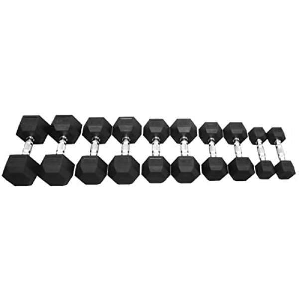시그니처 피트니스 고무로 포장된 육각형 덤벨, 쌍 또는 세트, 여러 패키지