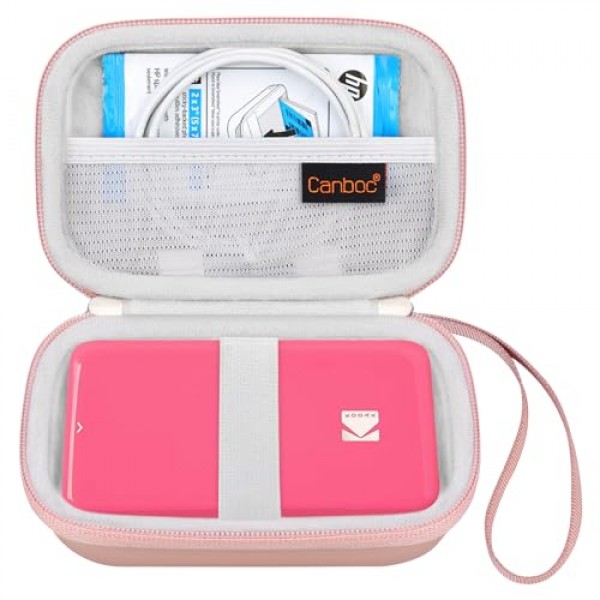 KODAK Step/Kodak Step 슬림 인스턴트 모바일 포토 미니 프린터용 Canboc 휴대용 케이스, 인화지와 USB 케이블에 맞는 메쉬 포켓, 로즈 골드(케이스만)
