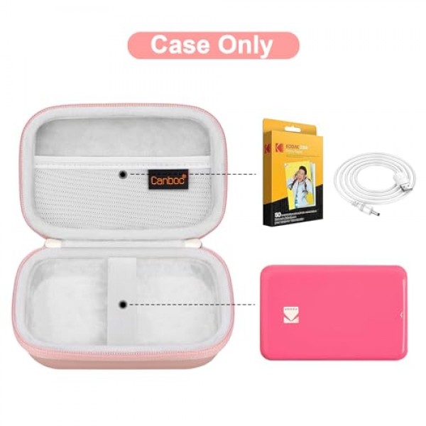 KODAK Step/Kodak Step 슬림 인스턴트 모바일 포토 미니 프린터용 Canboc 휴대용 케이스, 인화지와 USB 케이블에 맞는 메쉬 포켓, 로즈 골드(케이스만)