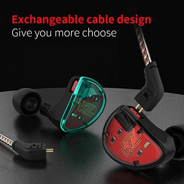 KINBOOFI KZ AS10 Pure 5 평형 전기자 5BA 헤드폰, 음악가 귀 모니터 헤드폰 HiFi 헤드셋 마이크 녹색