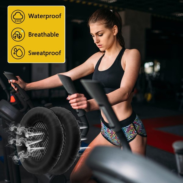 헤드폰 교체용 이어 패드, Bose QuietComfort QC15 QC25 QC2 QC35II QC35/ Ae2 Ae2i Ae2w SoundTrue 오버이어 헤드폰 부드러운 가죽(검은색)과 호환되는 Bose 이어패드용 이어 패드