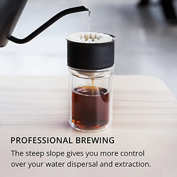 Fellow Stagg [X] 푸어오버 커피 메이커 세트 - 키트에는 Stagg [X] 푸어오버 드리퍼, Stagg 이중벽 유리병 및 종이 필터 20개가 포함되어 있습니다.