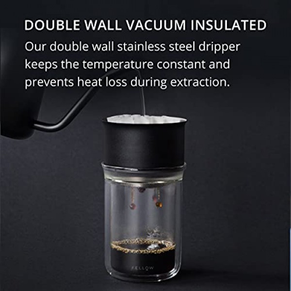 Fellow Stagg [X] 푸어오버 커피 메이커 세트 - 키트에는 Stagg [X] 푸어오버 드리퍼, Stagg 이중벽 유리병 및 종이 필터 20개가 포함되어 있습니다.