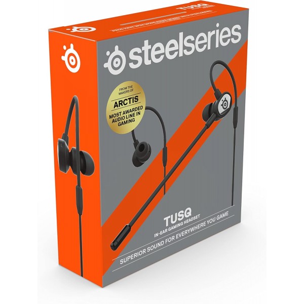 SteelSeries Tusq - 모바일 게임용 인이어 게임용 헤드셋 - 통합 및 분리형 붐 마이크 옵션 - 인체공학적 붐 디자인 Tusq Mobile Wired Black