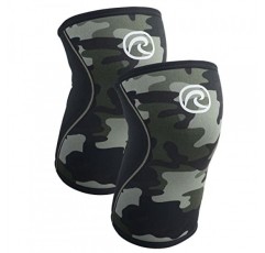 근력 훈련 및 피트니스를 위한 Rehband RX 무릎 지원 - 7mm 네오프렌 무릎 슬리브, 유연하고 미끄럼 방지, 남성 및 여성용 무릎 슬리브, 색상: 카모 - 1쌍, 크기:X-소형