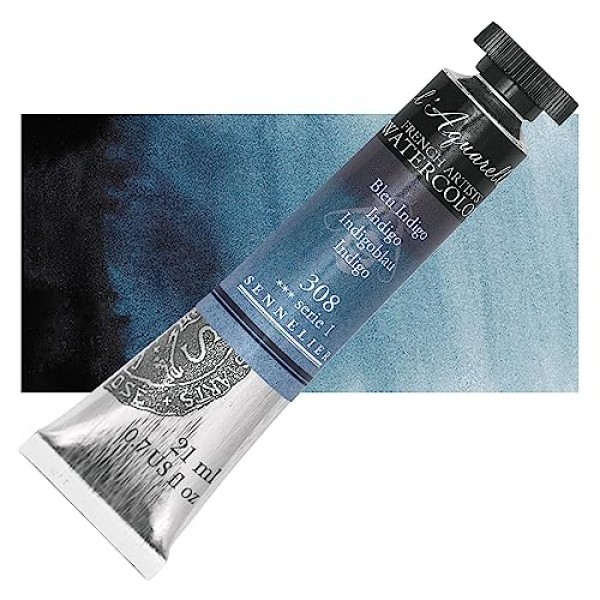 Sennelier French Artists' Watercolor, 21ml, 인디고 S1 7 Fl Oz 21ml 인디고 S1