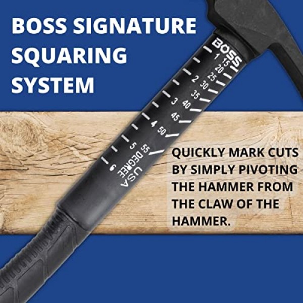 보스 해머 프리미엄 4340 강철 립 클로 해머(강한 섬유 충격 흡수 섬유 유리 손잡이 포함) - 22온스, 세라코테 마감, 밀링 처리된 미끄럼 방지 그립 - BH22STPFM