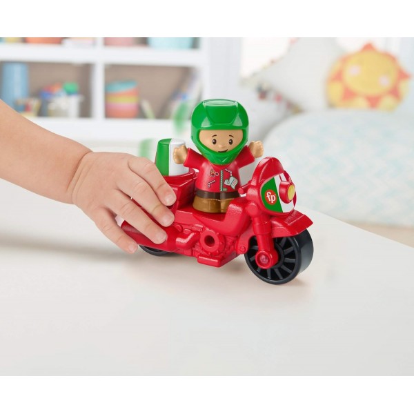 Fisher-Price HBR79 - 1~5세 어린이를 위한 3개의 피규어와 액세서리가 포함된 작은 피플 피자 가게 플레이 세트