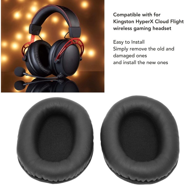 Goshyda 헤드폰 이어 패드 교체 인조 가죽 스폰지 소재 Kingston HyperX Cloud Flight 무선 게임용 헤드셋 용 소프트 헤드셋 이어 패드