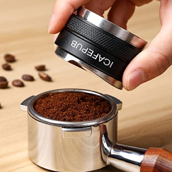 53mm 커피 분배기 및 탬퍼, 에스프레소 분배 도구, 바리스타 핸드 탬퍼, WDT 도구 Breville 포터필터와 호환되는 커피 레벨러 54mm, 양면, 깊이 조절 가능