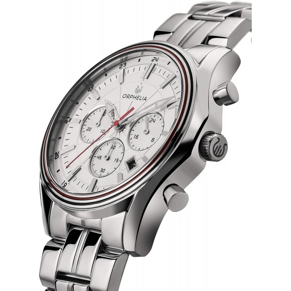 ORPHELIA 남성용 크로노그래프 시계 Oblivion with 스테인리스 스틸 밴드 화이트