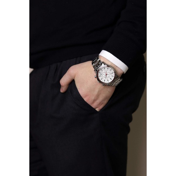 ORPHELIA 남성용 크로노그래프 시계 Oblivion with 스테인리스 스틸 밴드 화이트