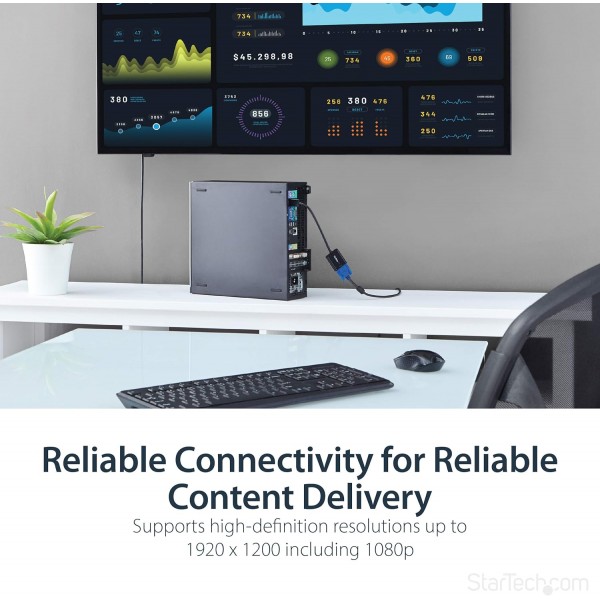 StarTech.com DisplayPort - VGA 어댑터 - 활성 DP - VGA 변환기 - 1080p 비디오 - DP/DP++ 소스 - VGA 모니터 케이블 어댑터 - DP - VGA 어댑터 동글 디지털 - 아날로그 - DP 1.2 - VGA(DP2VGA3) 표