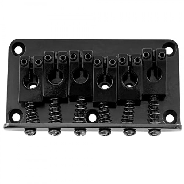 Musiclily Pro 52.5mm(2-1/16인치) 스트링 간격 PRS 스타일 안장 하드테일 고정 브리지 Strat Tele 스타일 일렉트릭 기타용 비트레몰로 브리지, 블랙