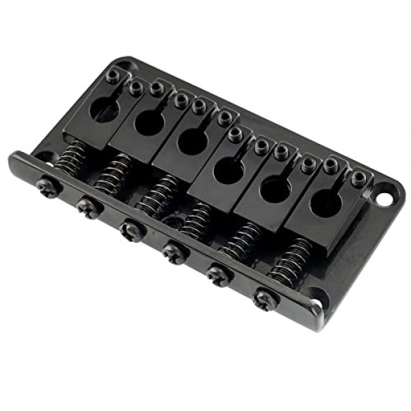 Musiclily Pro 52.5mm(2-1/16인치) 스트링 간격 PRS 스타일 안장 하드테일 고정 브리지 Strat Tele 스타일 일렉트릭 기타용 비트레몰로 브리지, 블랙