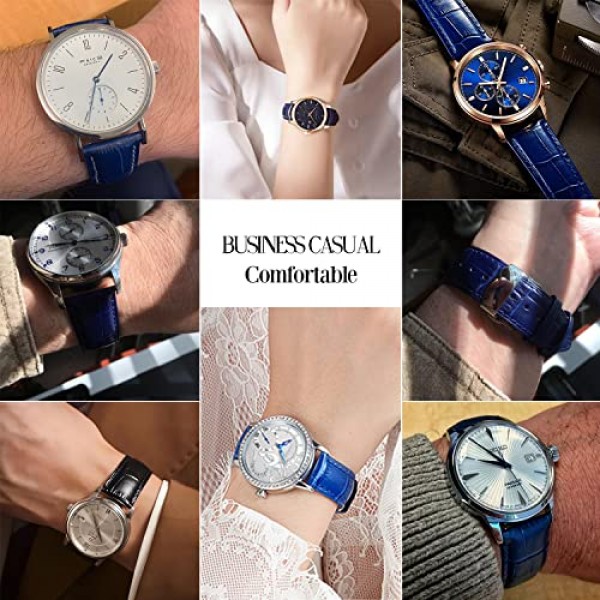 정품 송아지 가죽 시계 밴드, 악어 그레인 배포 나비 버클 교체 스트랩 남성 여성 18mm 20mm 22mm 24mm