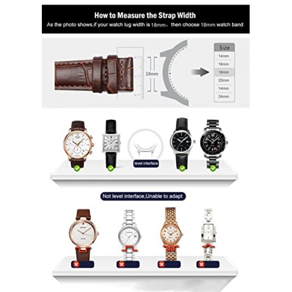 정품 송아지 가죽 시계 밴드, 악어 그레인 배포 나비 버클 교체 스트랩 남성 여성 18mm 20mm 22mm 24mm