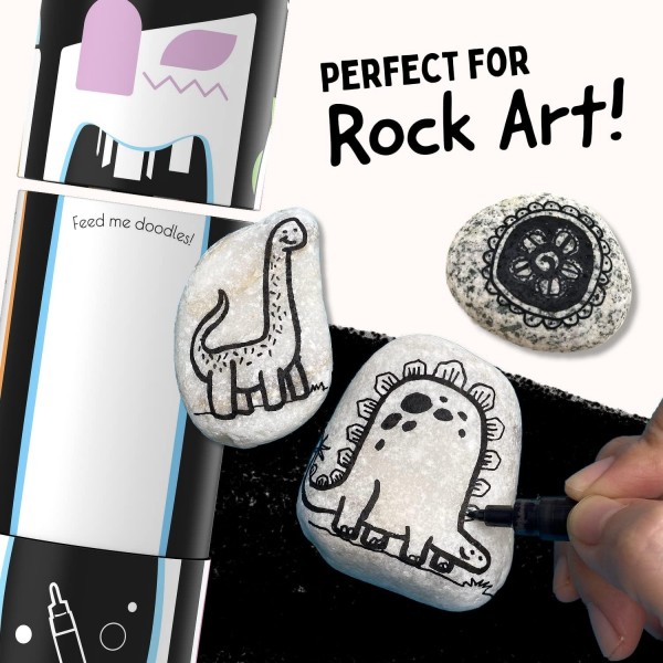 Funcils Rocks Glass Wood Canvas 용 아크릴 펜 5 개 - 검정색 아크릴 마커 1mm, 3mm, 6mm, 10mm, 15mm 팁. 아크릴 펜은 성인과 어린이 모두에게 이상적입니다. 버라이어티 팩 블랙