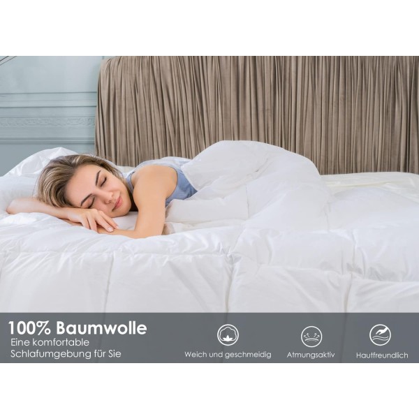 QUEEN ROSE 거위털 이불 155x220 겨울 이불 4계절 이불 155x220 거위털 이불 두꺼운 이불 Oeko-Test 인증 155 x 220