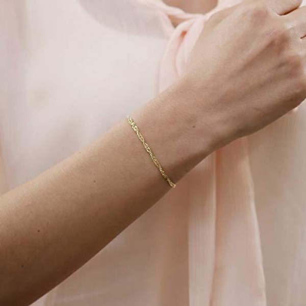 Trendor 여성용 팔찌, 333 골드, 싱가포르, 2.4mm, 여성용 팔찌, 패셔너블한 선물 아이디어, 팔찌, 리얼 골드, 여성용 팔찌, 여성용 골드 팔찌, 50521, 333 골드