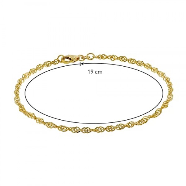 Trendor 여성용 팔찌, 333 골드, 싱가포르, 2.4mm, 여성용 팔찌, 패셔너블한 선물 아이디어, 팔찌, 리얼 골드, 여성용 팔찌, 여성용 골드 팔찌, 50521, 333 골드