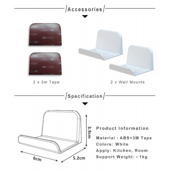 헤드폰/컨트롤러용 sciuU 월 마운트, [2개] 홀더, 접착식 3M 행거, XBox One/시리즈 S X/PS5/PS4의 게임 패드용 범용 후크 액세서리, 나사 없음, 흰색 흰색 컨트롤러 월 마운트 