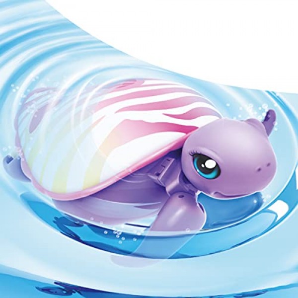 작은 살아있는 애완동물 26348 Lil, S9 단일 팩 스타일 다양함, 대화형, 애니메이션 전자 거북이, 걷기 및 수영 동작, 수집 가능한 애완동물 캐릭터 장난감