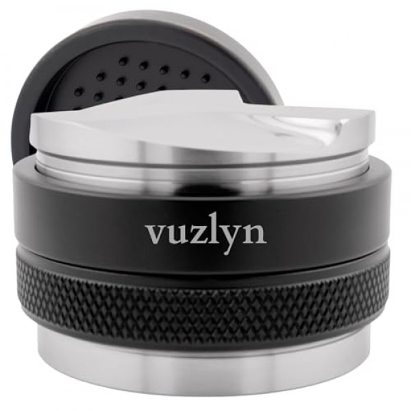 58mm 에스프레소 탬퍼 및 디스트리뷰터 - 전문적으로 조절 가능한 깊이, 스테인리스 스틸 베이스, E61, Rancilio 및 Gaggia 포터필터에 적합 - 탬퍼 매트가 포함된 이중 기능 